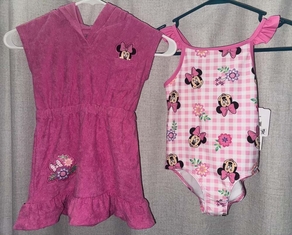 Disney Minnie Mouse Girls 2-Piece Swimsuit and Cover-Up Set